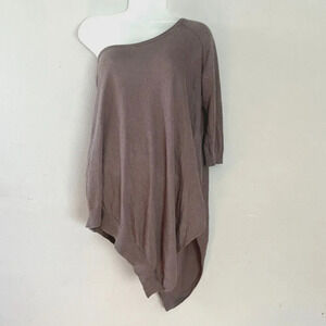 Charli London Women's Brown One Shoulder 3/4 sleeve Jumper Size 1 XS Lightweight